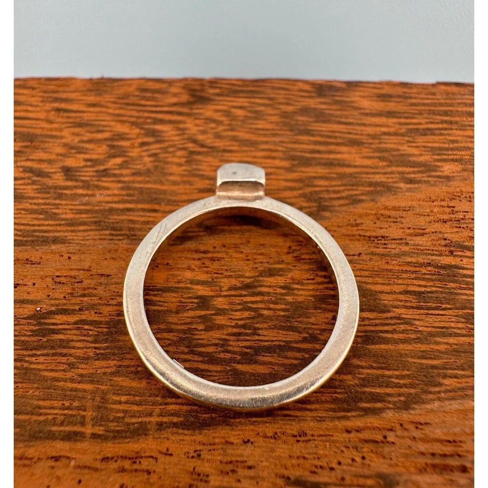 Vintage 925 Sterling Silver Turquoise Ring Square Minimalist Dainty Size 7.75